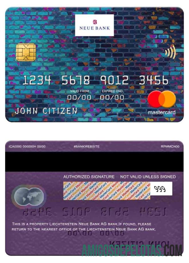Liechtenstein Neue Bank AG Bank Mastercard real example